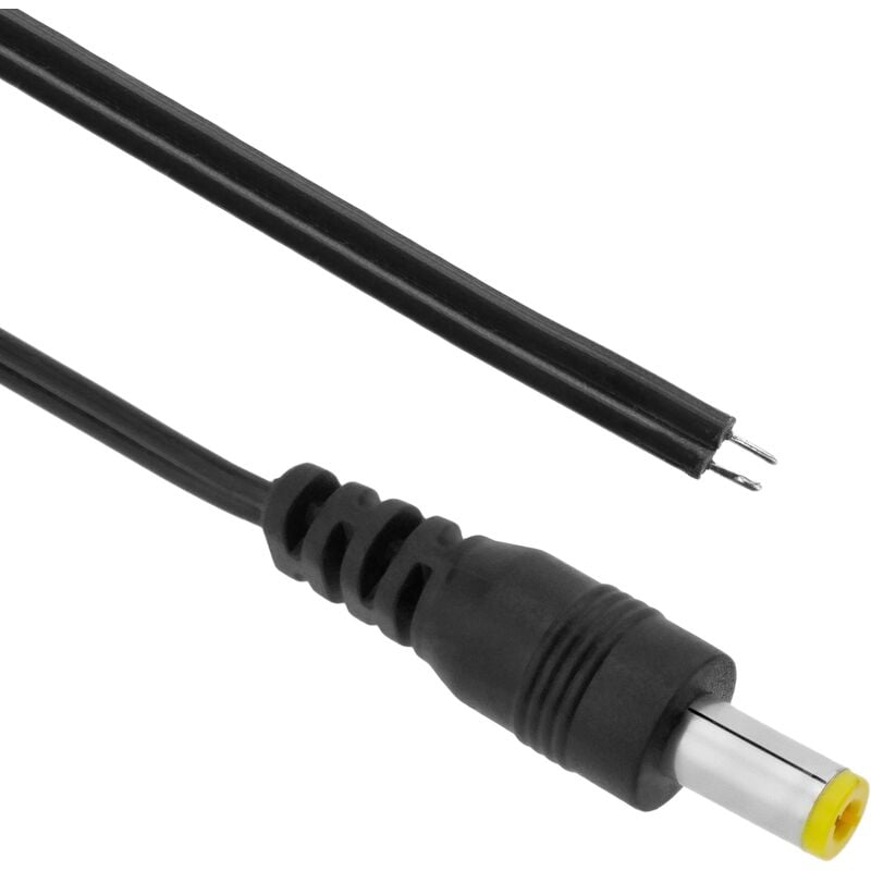 

Cable de alimentación DC jack 5.5x2.1mm 26AWG macho amarillo a bornes de 30cm - Bematik