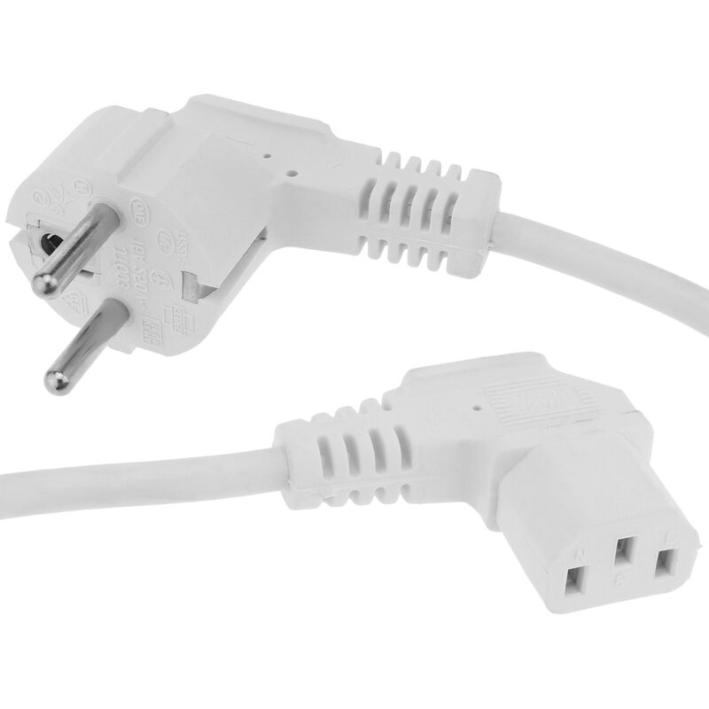 

Cable de alimentación IEC-60320 blanco C13-acodado SCHUKO-macho 3m - Bematik