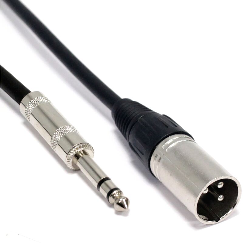 

Cable de audio estéreo XLR 3-pin macho a TRS jack 6.3mm macho de 2m - Bematik