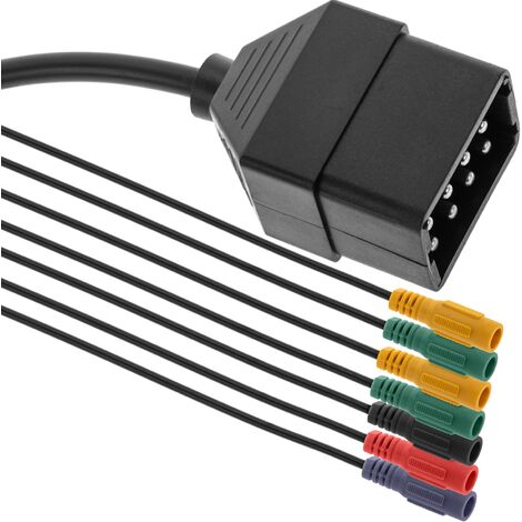 BeMatik - Cable de diagnóstico de 12 pin macho a siete conexiones banana hembra compatible Renault y Bosch KTS