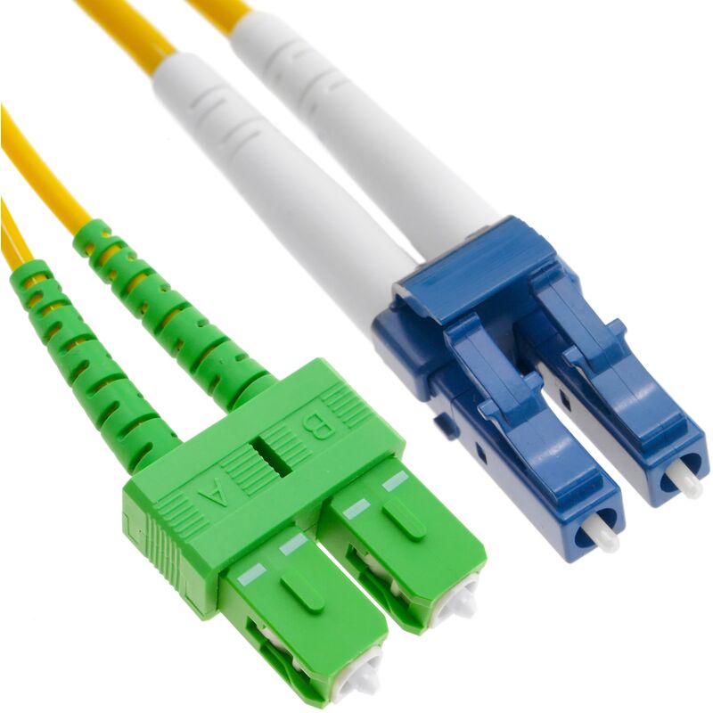 

Cable de fibra óptica LC/PC a SC/APC monomodo duplex 9/125 de 10 m OS2 - Bematik