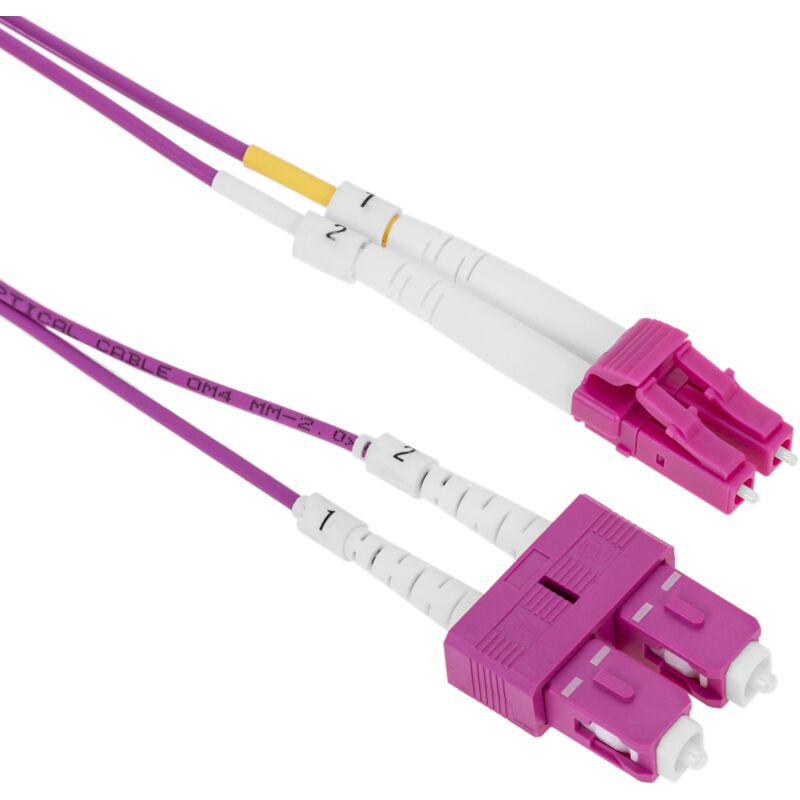 

Cable de fibra óptica OM4 multimodo MMF duplex 50µm/125µm LC-SC de 1m - Bematik