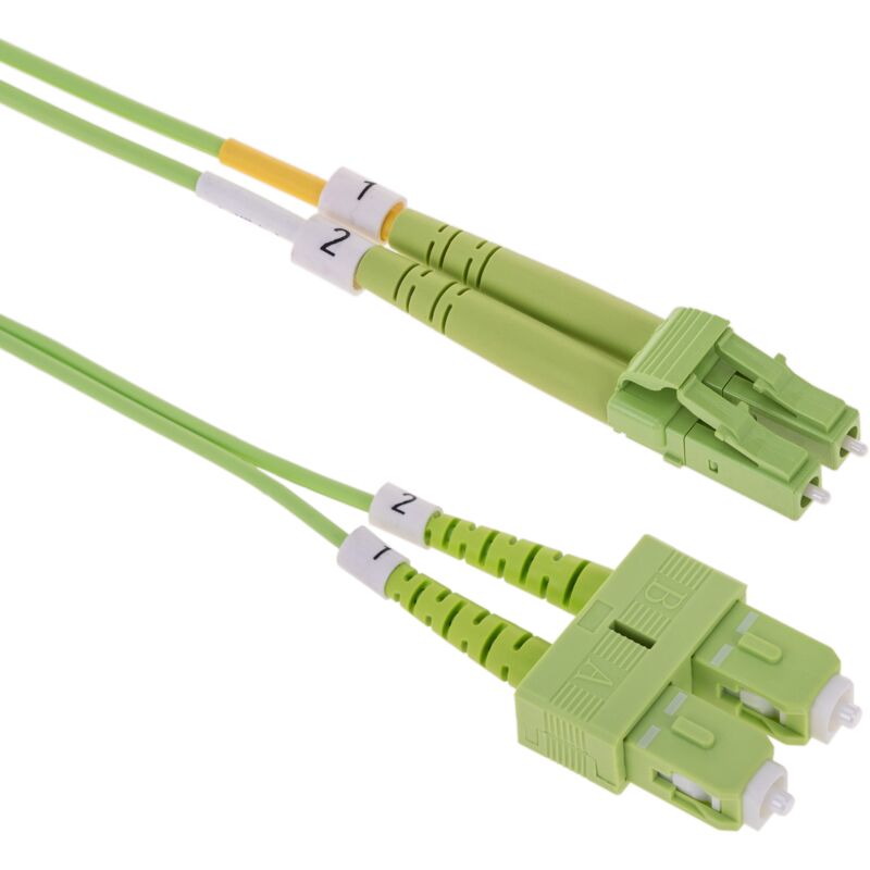 

Cable de fibra óptica OM5 multimodo duplex 50µm/125µm LC/UPC a SC/UPC 100Gb de 3 m - Bematik