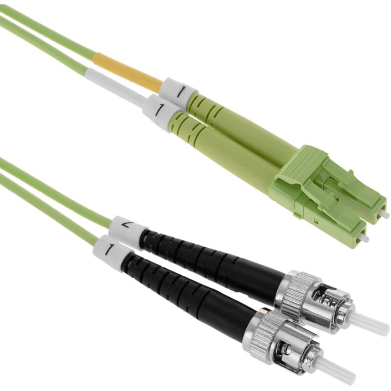 

Cable de fibra óptica OM5 multimodo duplex 50µm/125µm LC/UPC a ST/UPC 100Gb de 2 m - Bematik