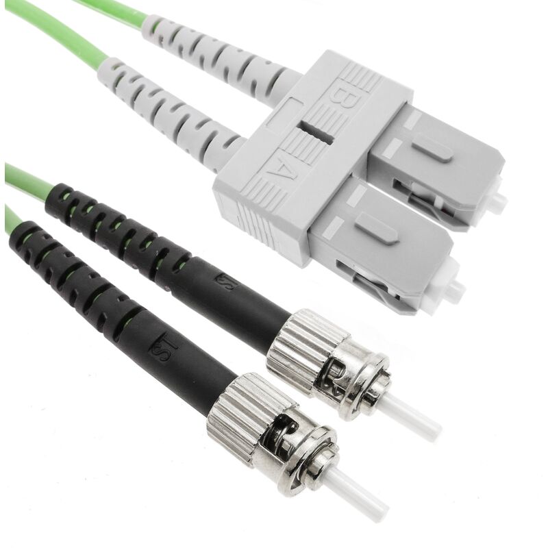 

Cable de fibra óptica OM5 multimodo duplex 50µm/125µm ST/PC a SC/PC 100Gb de 50 cm - Bematik