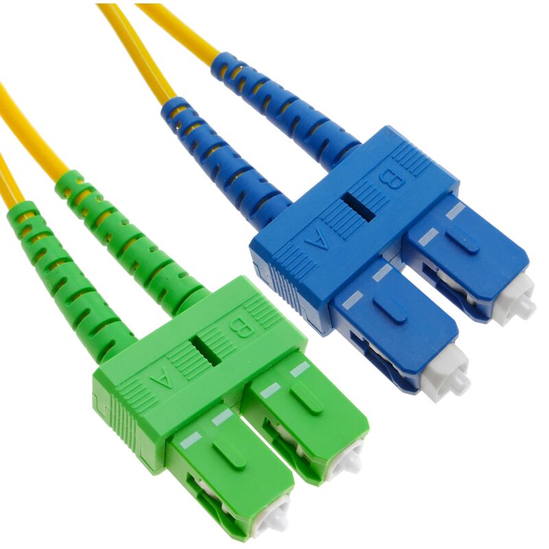 

Cable de fibra óptica SC/UPC a SC/APC monomodo duplex 9/125 de 10 m OS2 - Bematik