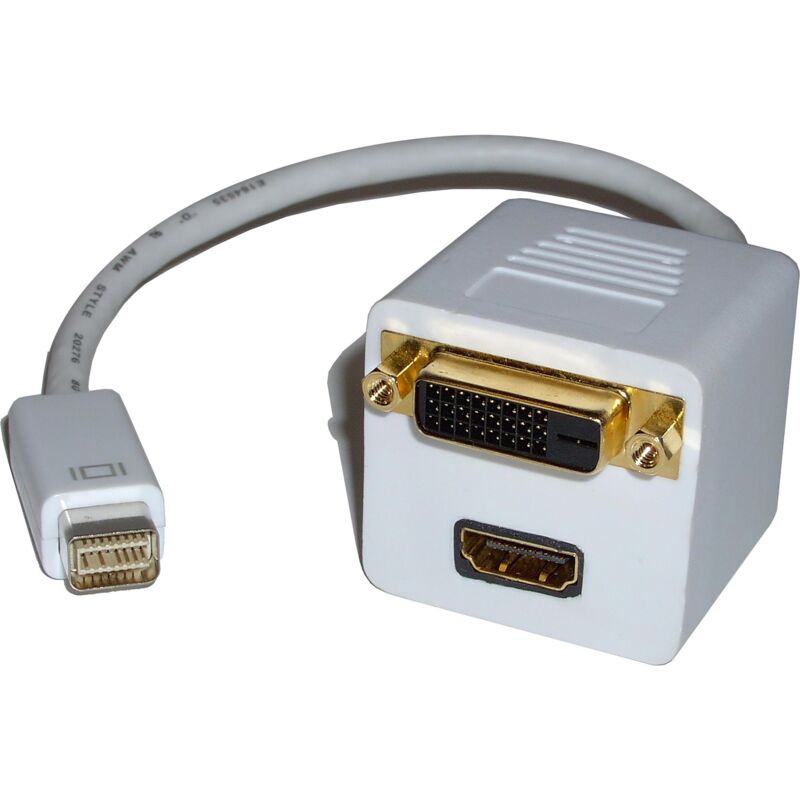 

BeMatik - Cable duplicador pasivo de miniDVI macho a DVI-D y HDMI