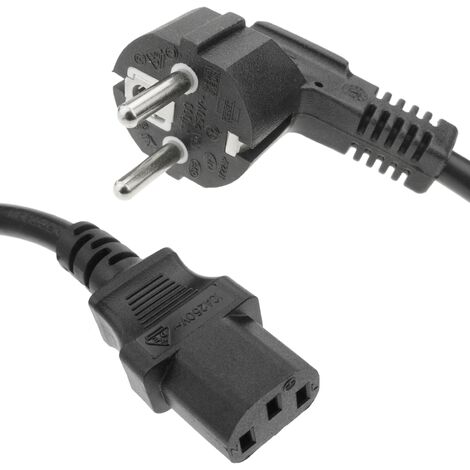 Cable el/éctrico de alimentaci/ón IEC60320 C13 a schuko Macho acodado de Color Amarillo 1.8m BeMatik