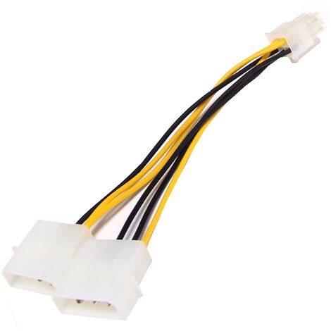 BeMatik - Cable MOLEX 2x4Pin-M PCI-EXPRESS 6Pin-H (Mini-Fit: 4,20 Pitch)