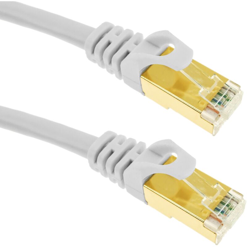 Bematik - Câble réseau Ethernet sstp Cat.7 blanc de 15 m