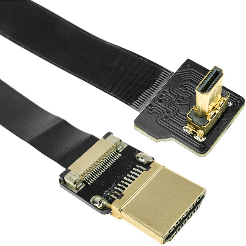 Bematik - Câble vidéo hdmi plat fpv 20 cm A-mâle à micro D-male avec angle