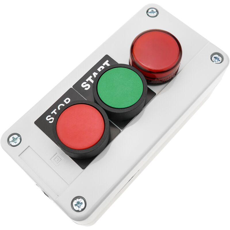 

Caja de control con 2 pulsadores momentáneos verde 1NO rojo 1NC con luz piloto - Bematik