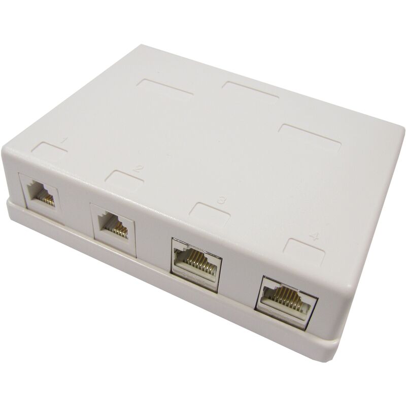 

Caja de superficie de 2 RJ11 Cat.3 y 2 RJ45 Cat.6 UTP - Bematik