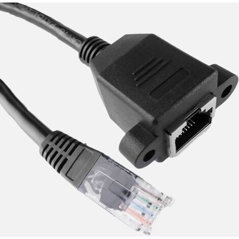 BeMatik - Catégorie 6 Câble UTP avec connecteur mâle pour la fixation à panneau noir femelle 3 m