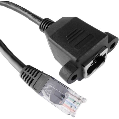 BeMatik - Catégorie 6 Câble UTP avec connecteur mâle pour la fixation à un panneau noir femelle de  50 cm
