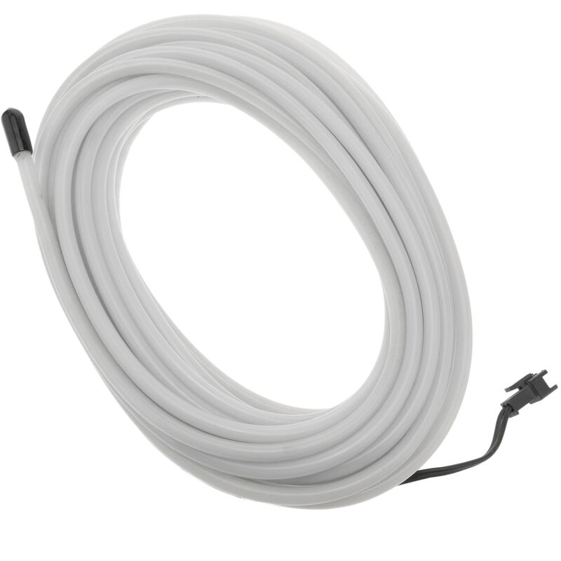 Image of Cavo elettroluminescente 5 millimetri 5m trasparente-bianco cavo a spirale con la batteria - Bematik