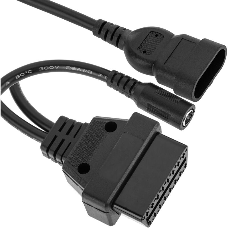Bematik - Câble de diagnostic OBD2 3 broches mâle et connecteur dc femelle compatible avec les véhicules Fiat 25 cm