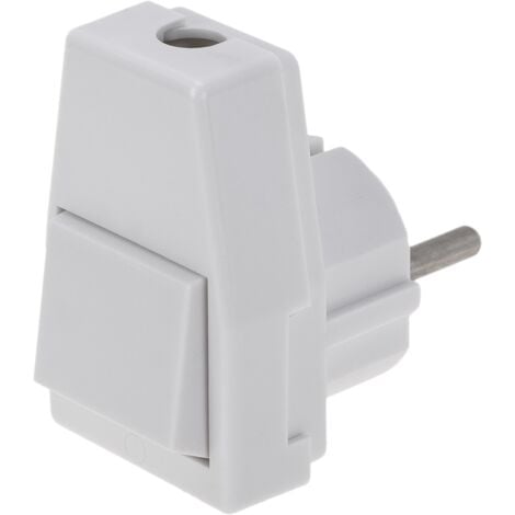 BeMatik - Clavija schuko en ángulo color blanco y con interruptor
