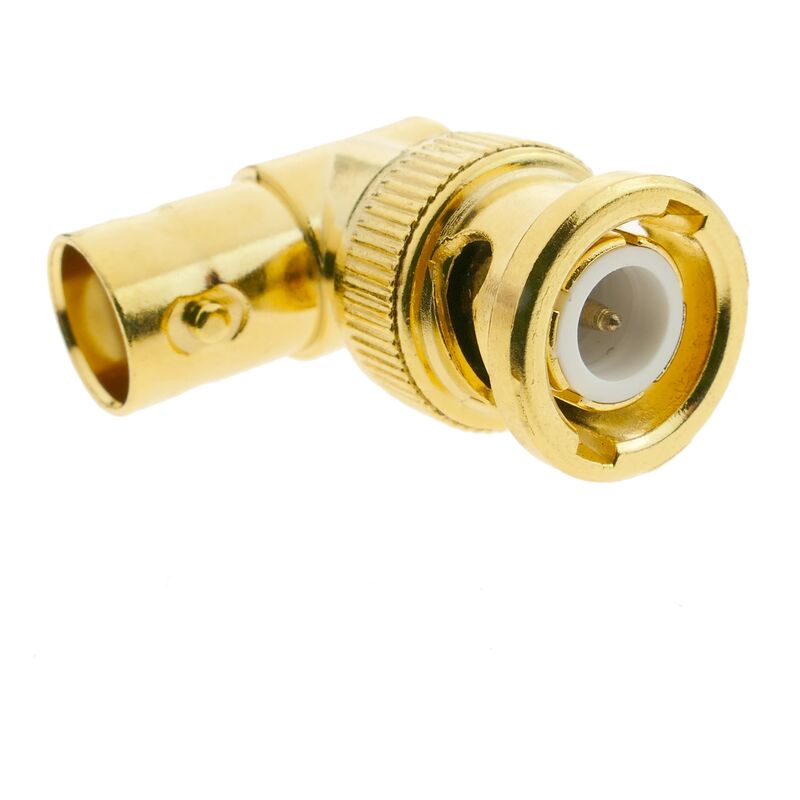 

Conector dorado BNC RG6U macho-hembra acodado - Bematik