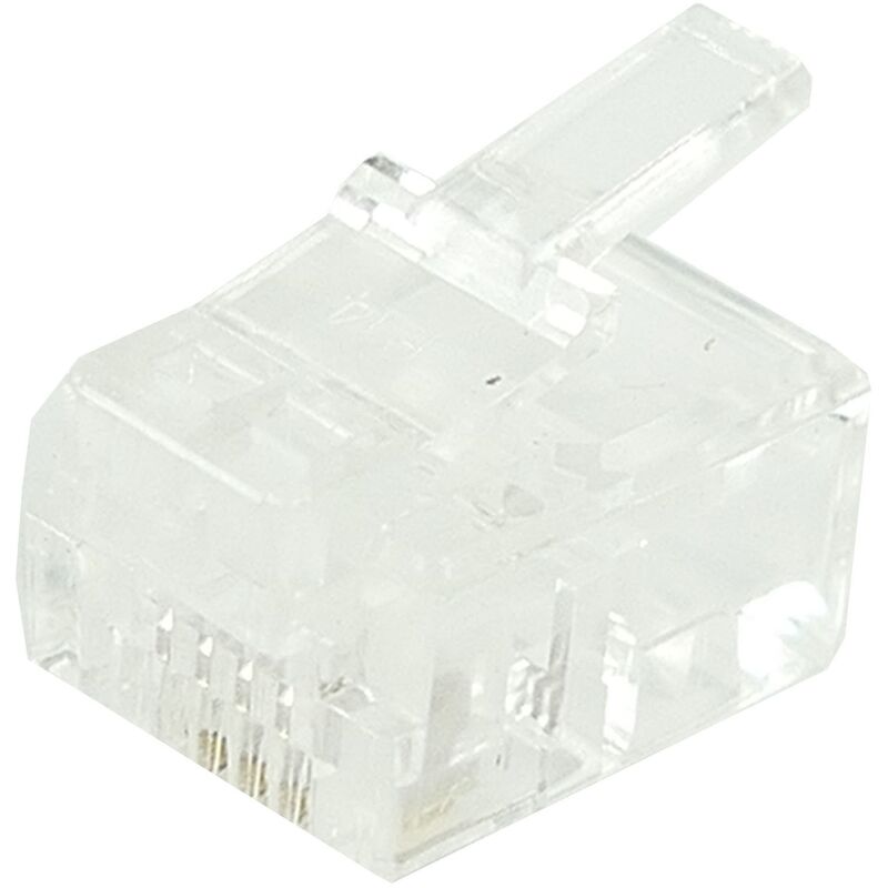 

Conector telefónico RJ11 macho 6P4C para crimpar en paquete de 100 unidades - Bematik