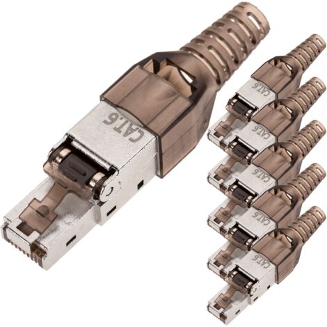 BeMatik - Connecteur FTP Cat.6 RJ45 mâle sertissage automatique pack 6 unités