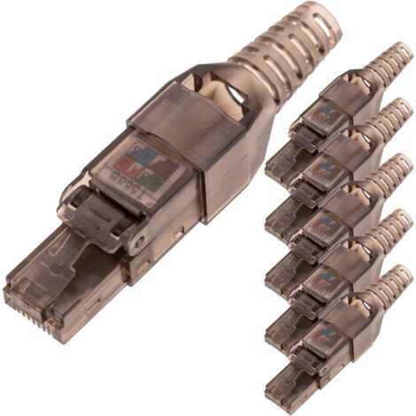 BeMatik - Connecteur UTP Cat.6 RJ45 mâle à sertir automatique pack 6 unités