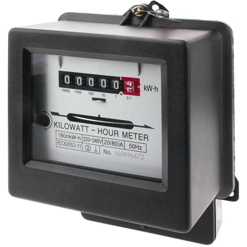 

BeMatik - Contador medidor de electricidad monofásico 20A 230V 50Hz de plástico negro 80A máx.