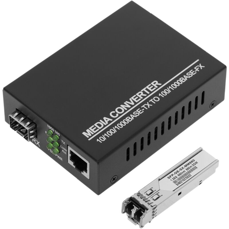 

Conversor de fibra óptica 1000 Mbps multimodo de LC a RJ45 a 550m - Bematik