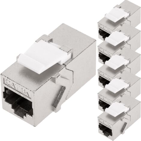 BeMatik - Coupleur Keystone RJ45 femelle vers femelle Cat.6a FTP pack de 6 unités