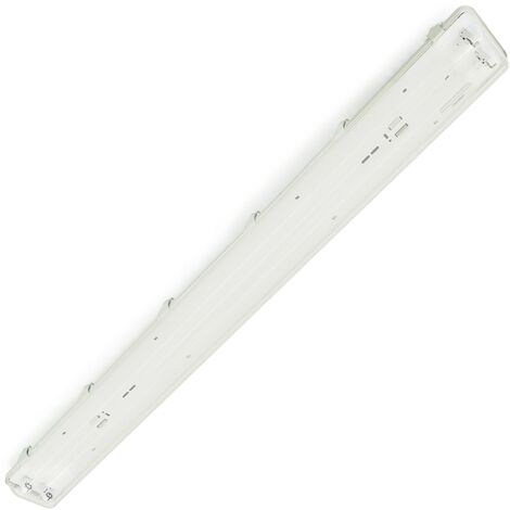 BeMatik - Ecran étanche pour tube LED 2 x 1200 mm avec connexion à deux extrémités IP65 T8 G13