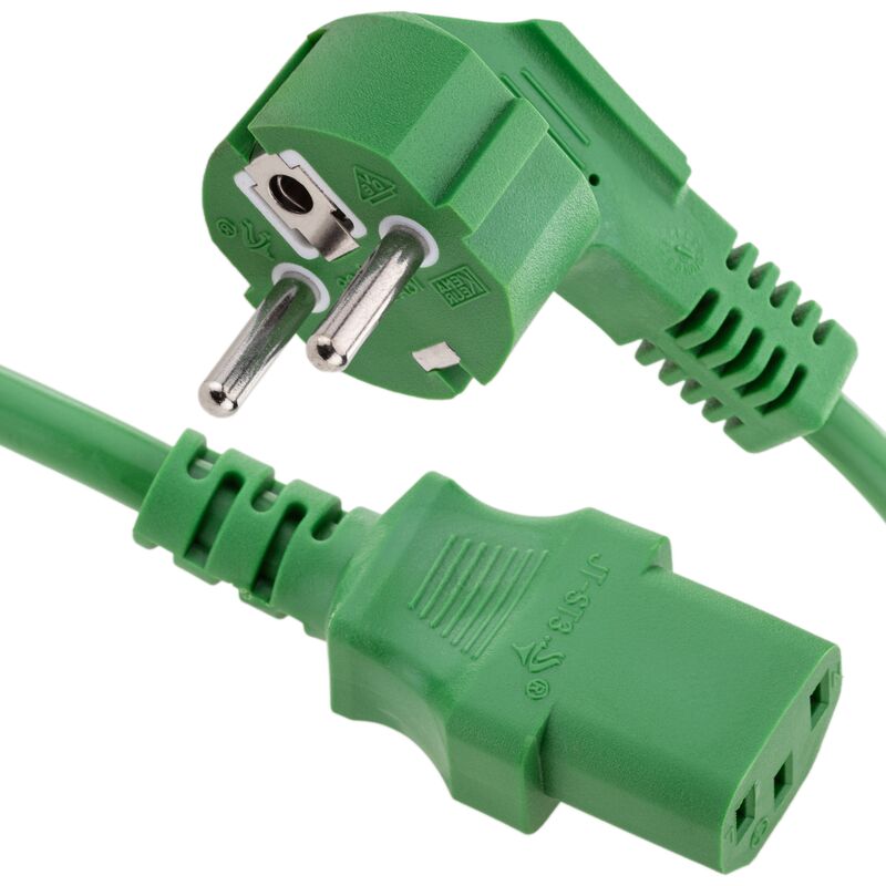 BeMatik - Electrical cord IEC60320 C13 to schuko layered male in green 1.8m