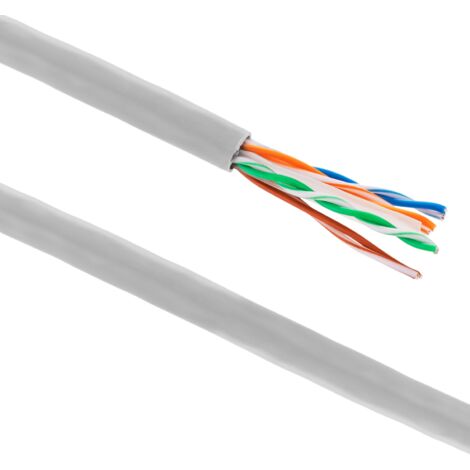 BeMatik - Enrouleur de câble réseau UTP LAN catégorie cat.6 23AWG CCA rigide gris 305 m