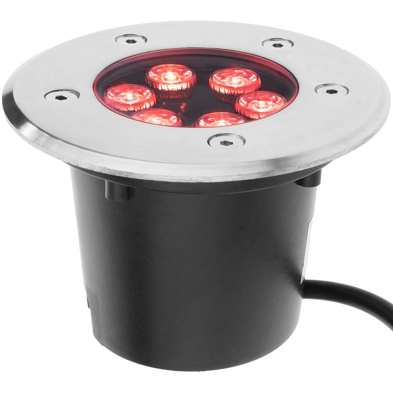 

Foco LED de suelo de 6W 120mm con luz de color rojo - Bematik