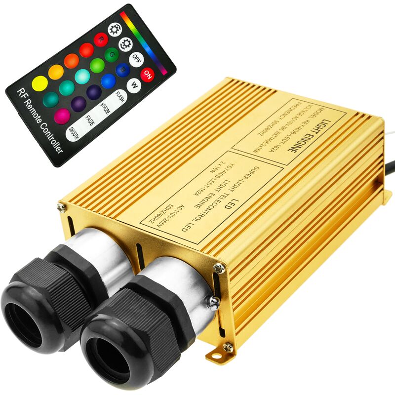 

Fuente de luz LED iluminador para fibra óptica 2x16W RGB 20 mm RF - Bematik