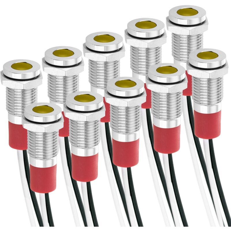 

Luz LED Piloto de 8mm 12VDC para montaje en panel de color amarillo 10 pack - Bematik