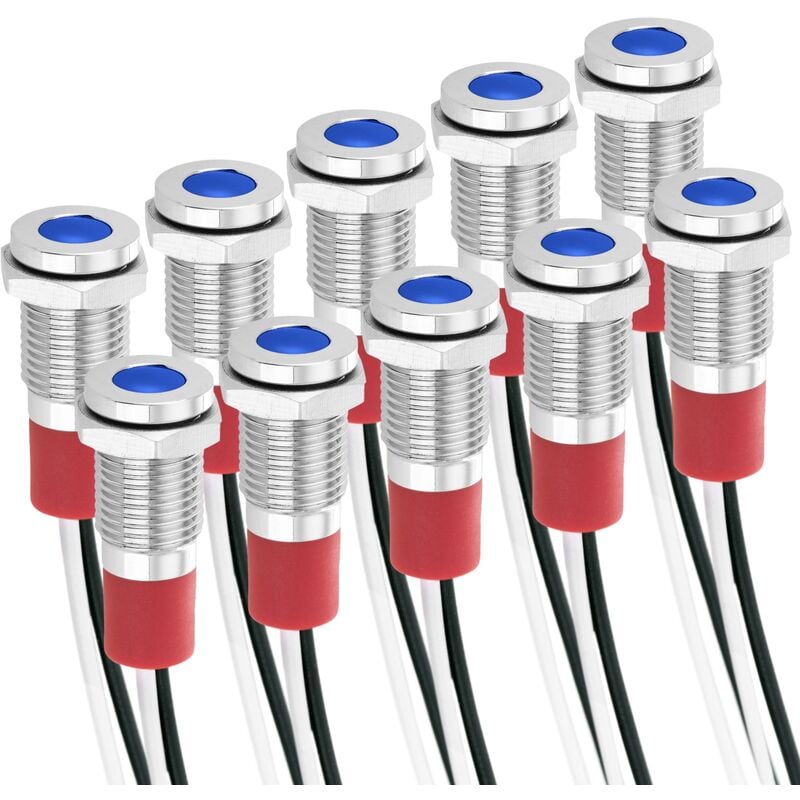 

Luz LED Piloto de 8mm 12VDC para montaje en panel de color azul 10 pack - Bematik