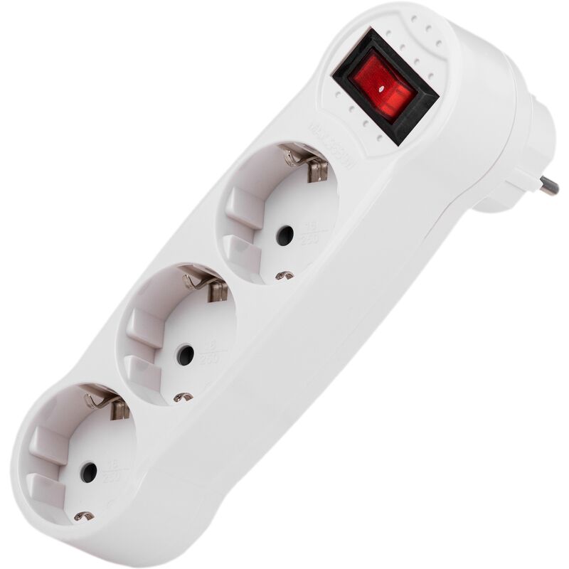 

Multiplicador adaptador de clavija enchufe schuko triple blanco con interruptor - Bematik