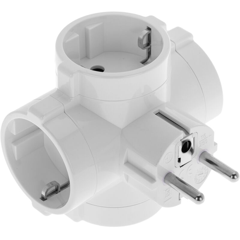 

Multiplicador de clavija enchufe schuko cuádruple de color blanco - Bematik