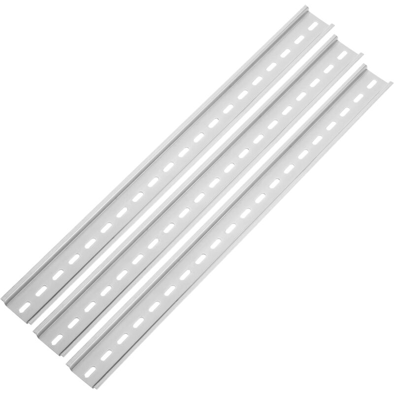 Bematik - Pack of 3 silver colored 400mm din rails perforated 35x15mm rail
