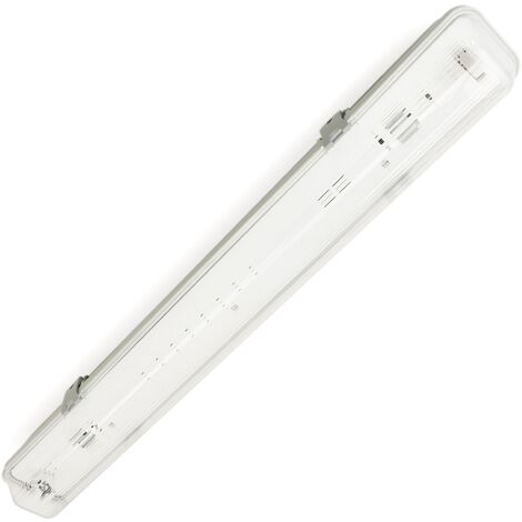 BeMatik - Pantalla estanca para tubo LED 1 x 600 mm con conexión en dos extremos IP65 T8 G13