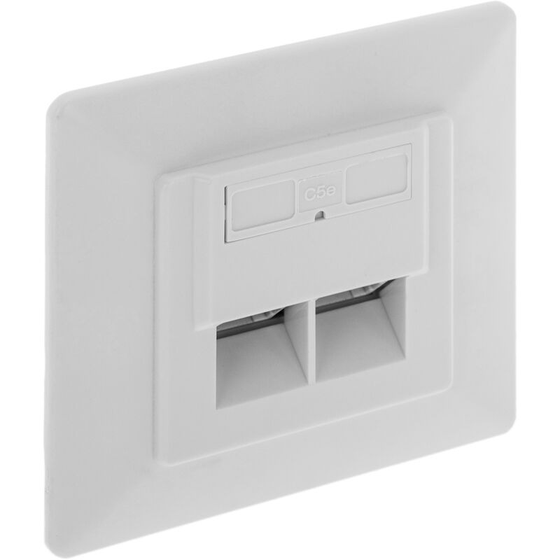 

Placa de pared de 80x80 de 2 RJ45 Cat.5e UTP - Bematik