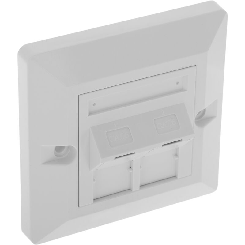 

Placa de pared de 80x80 de 2 RJ45 Cat.6 FTP - Bematik