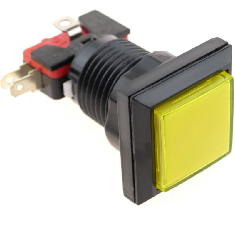 

BeMatik - Pulsador arcade momentáneo 32x32 mm 1NO 1NC 250V 15A SPDT amarillo con luz