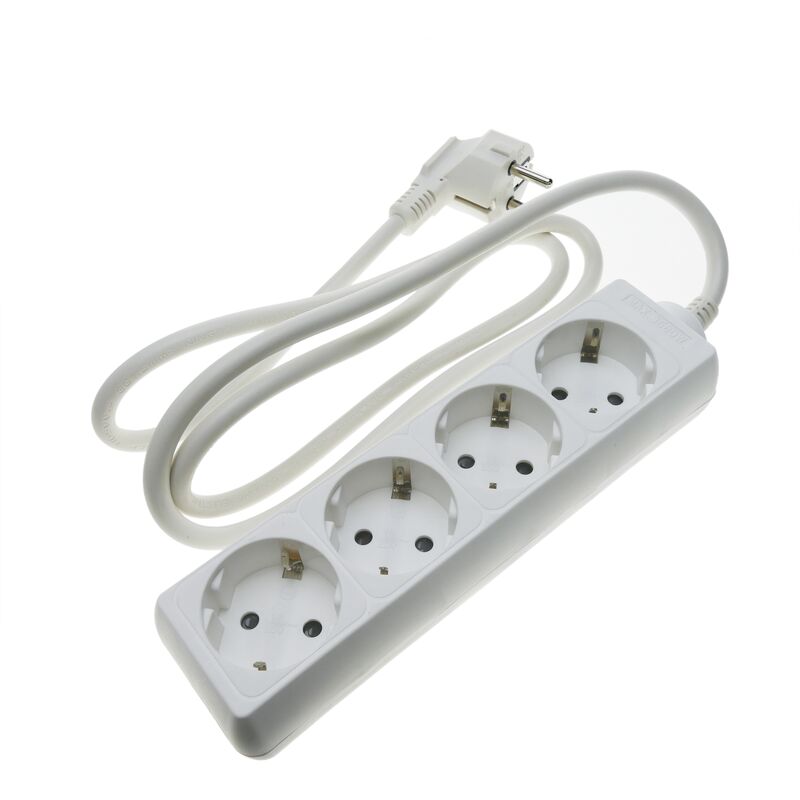 

Regleta de enchufes 4 schuko 16A 230V blanca con cable de 1.5m - Bematik