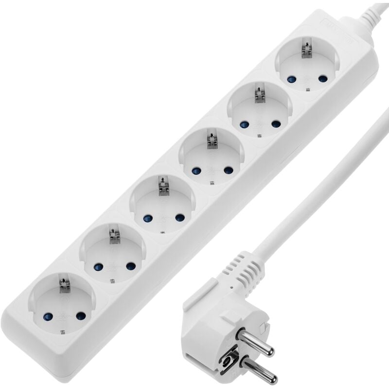 

Regleta de enchufes 6 schuko 16A 230V blanca con cable de 3m - Bematik
