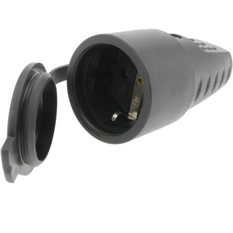 BeMatik - Schukostecker gerade Buchse weiblich IP44 schwarz