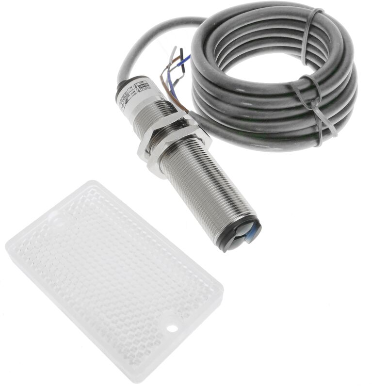 

BeMatik - Sensor interruptor célula fotoeléctrica NPN NO+NC 10-36VDC M18 2m reflector