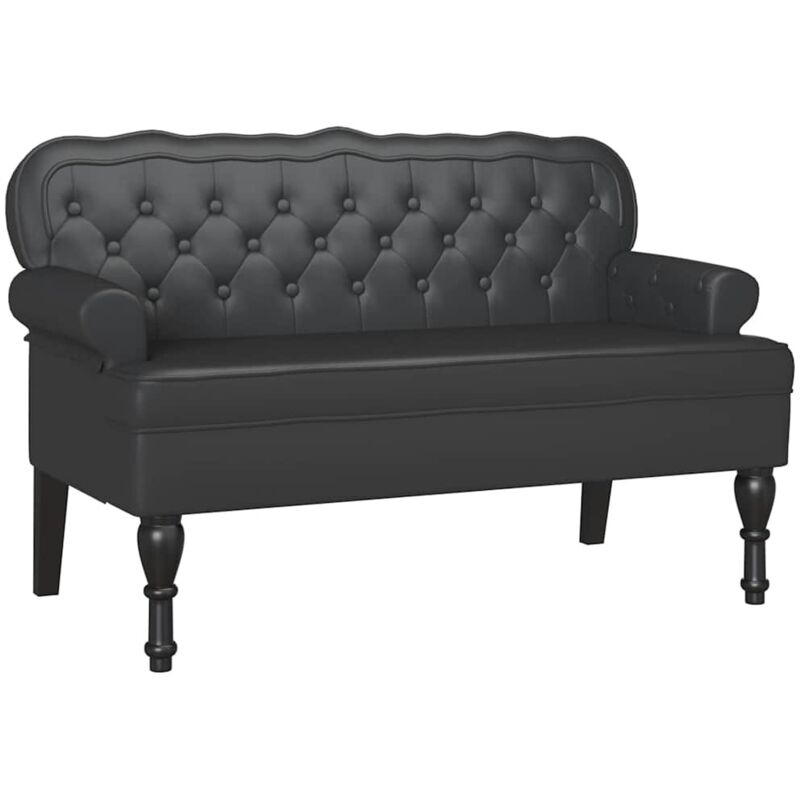 Chesterfield Bench Black 119.5 X 64.5 X 75 Cm Faux Leather Vidaxl