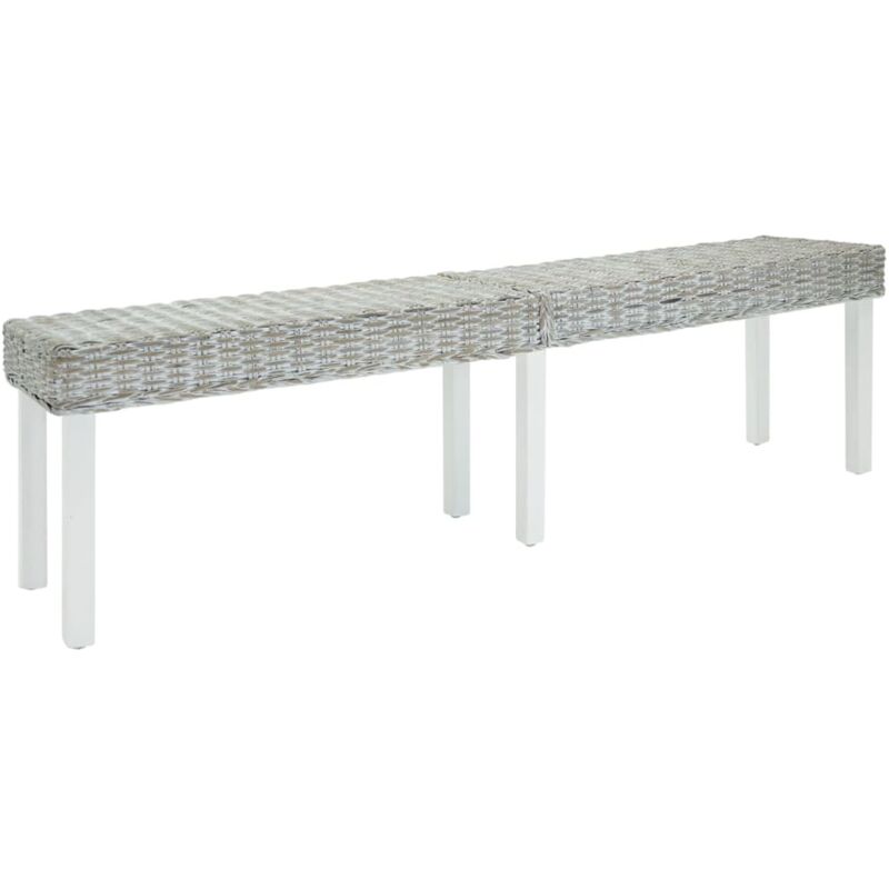 Vidaxl - Bench White 160x35x45 Cm Natural Kubu Rattan & Solid Wood Mahogany