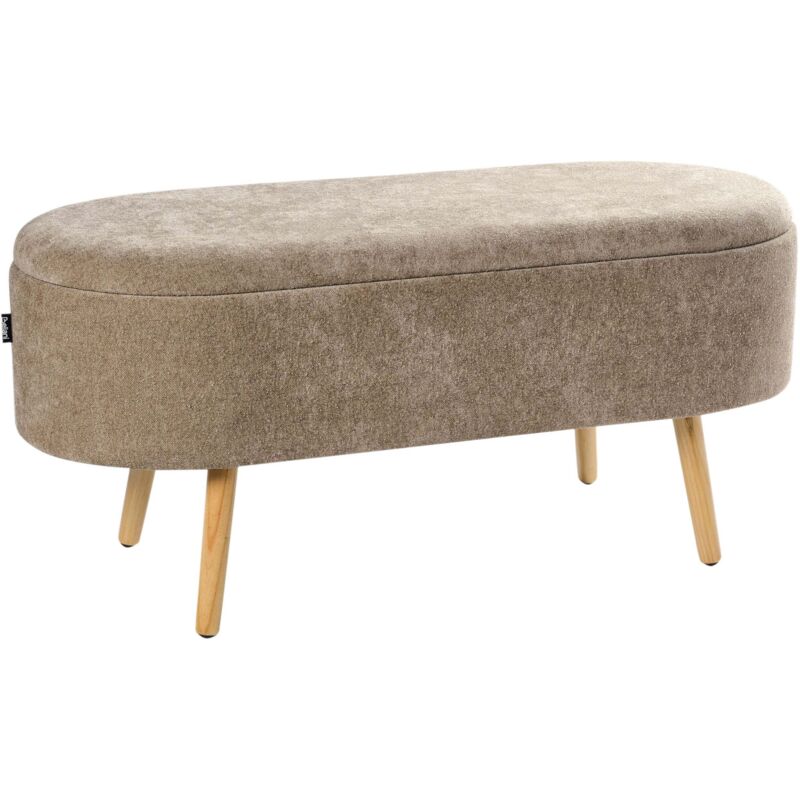 Beliani Storage Bench Oklahoma Chenille Light Brown